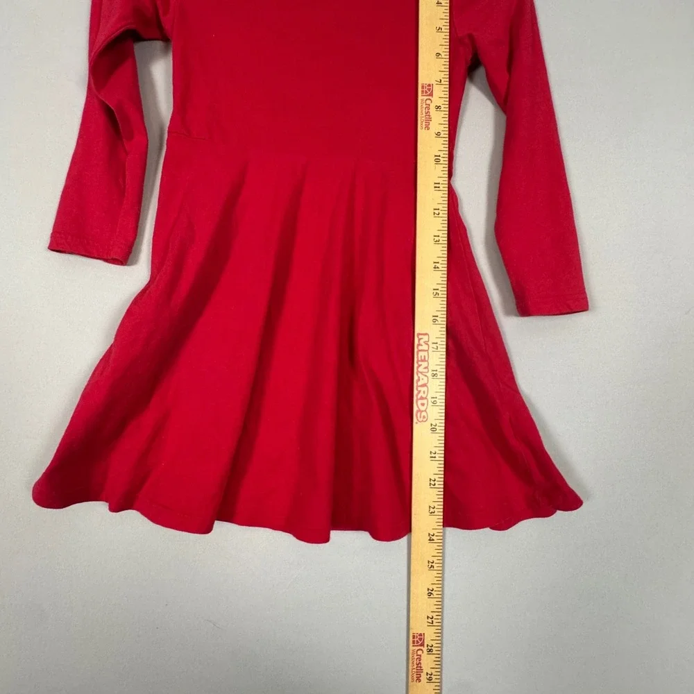 Children's Place Skater Dress Kids 5/6 Red New Heart Cutout Back Long Sleeve